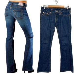 True Religion Bobby Bootcut Flare Logo Mid Rise Denim Blue Jeans 28
